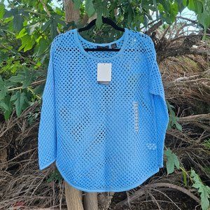 Jeanne Pierre Blue Open Knit Top